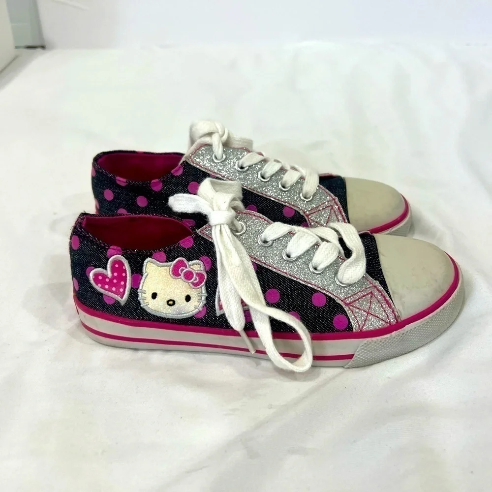 Hello Kitty Sanrio gray pink polka dots sneakers size 1
